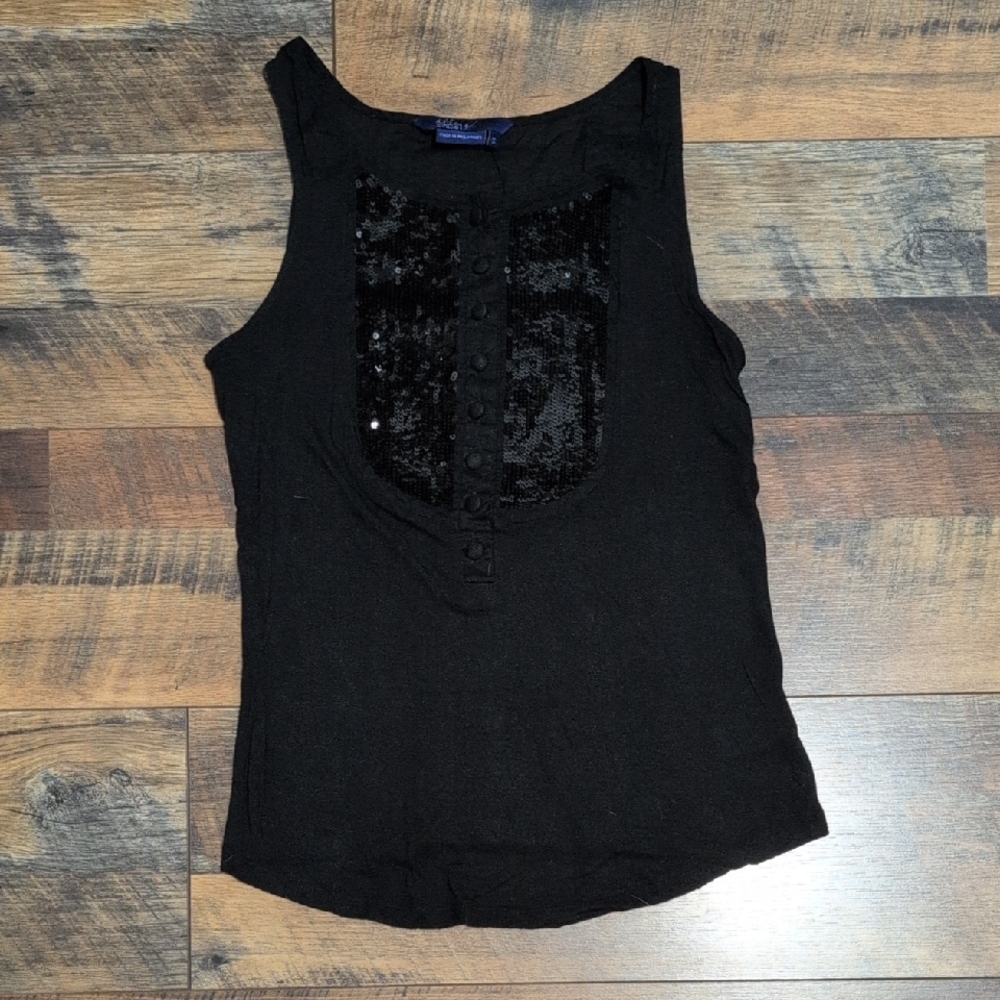 Miley Cyrus & Max Azria Black Tank Top with Sequin Accent